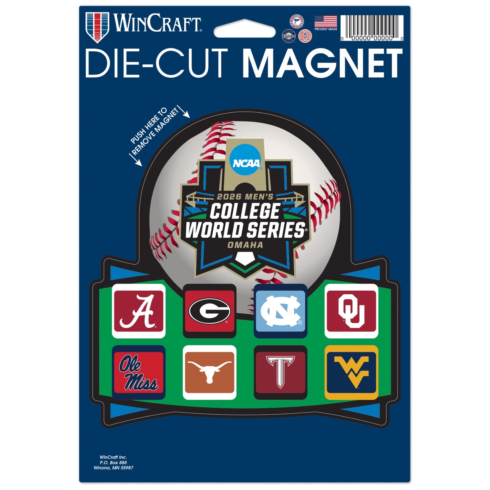 2026 NCAA Mens College Baseball World Series Magnet CWS Omaha UNC Georgia