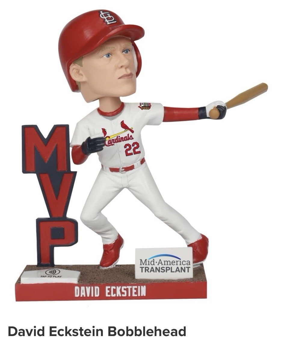 ST. LOUIS CARDINALS DAVID ECKSTEIN 2006 W.S. MVP BOBBLEHEAD 7-11-26 SGA PRESALE