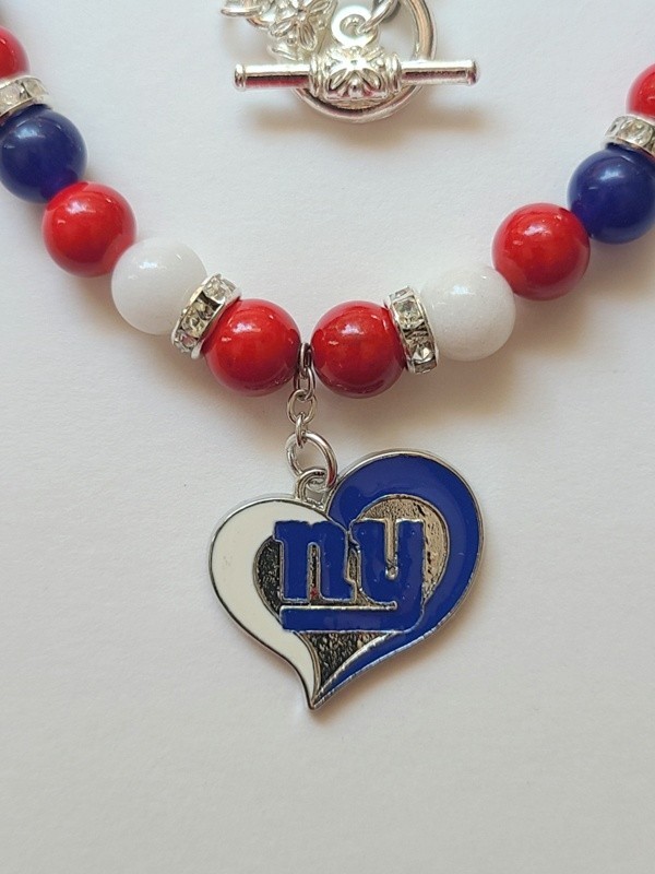 New York Football Necklace Giants Jade Gemstone Beads Free Shipping USA