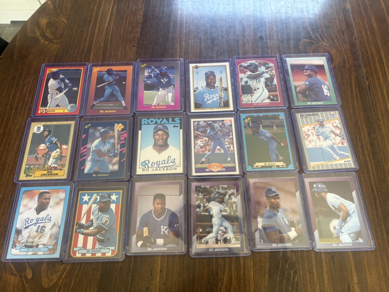 Bo Jackson 18 card Lot Vintage w/protective cases Odd ball 1990 complete set.