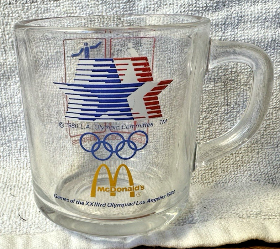 1984 L.A. Olympics McDonalds Glass Mug Los Angeles USA collectible – Vintage