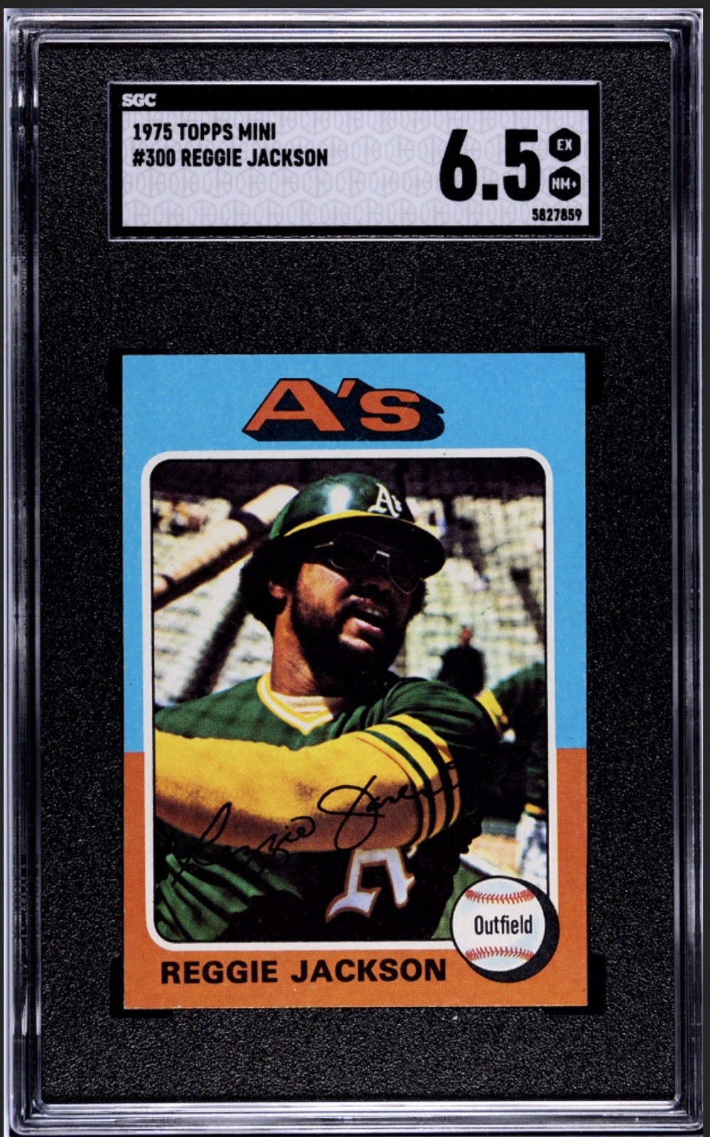 1975 TOPPS MINI #300 REGGIE JACKSON SGC graded 6.5 #5827859 I COMBINE SHIPPING