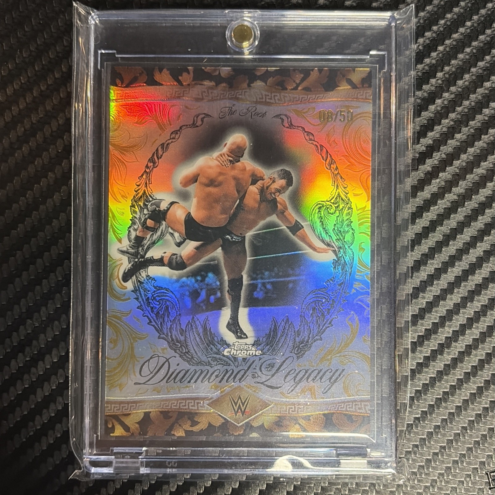 2026 Topps Chrome WWE The Rock #RDL-9 Diamond Legacy Gold 08/50 Stone Cold