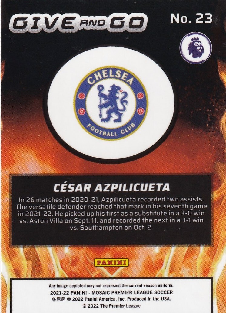 2021-22 Mosaic Premier League César Azpilicueta Give and Go No. 23 Chelsea
