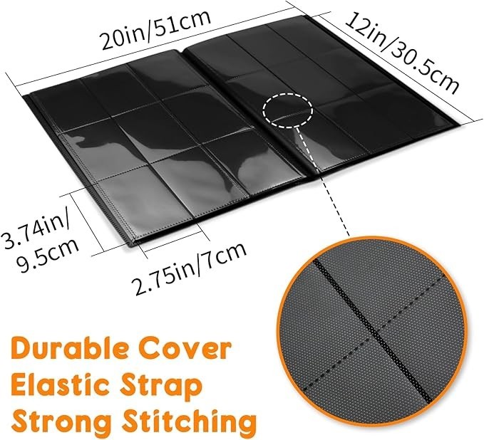 360 Card Pocket Binder with Elastic 9 Pocket Trading Cards Album Folder, Black