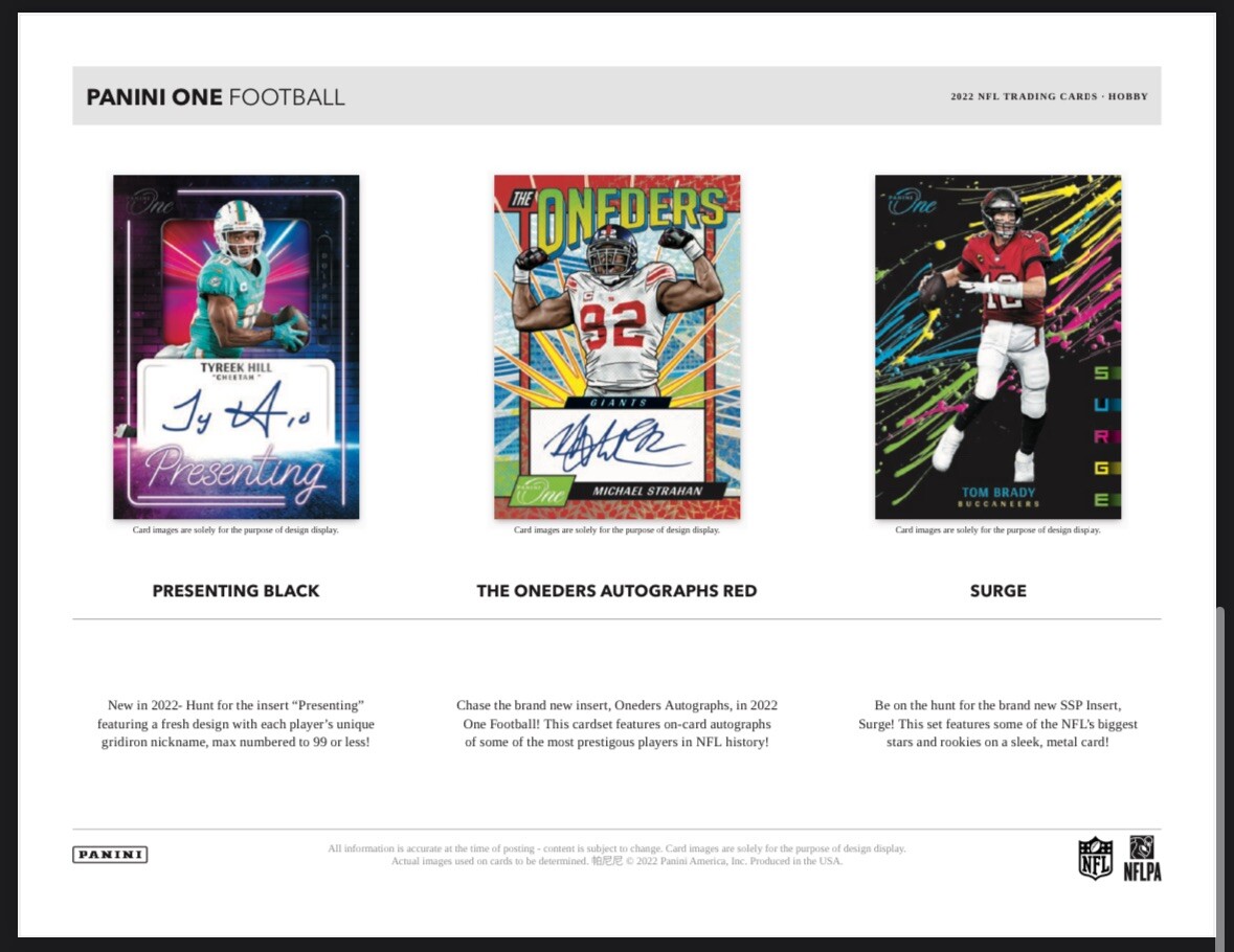 2022 Panini One Football Hobby Box