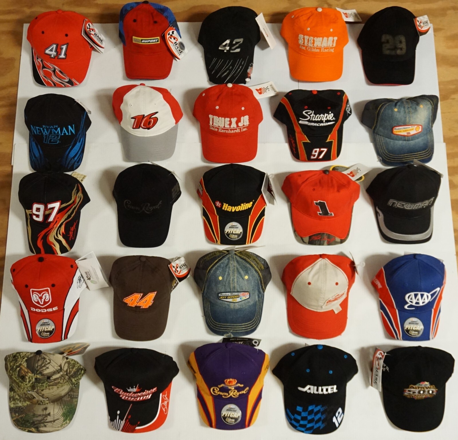 Lot of 25 NASCAR Racing Hats! All NEW w/ tags! Gordon, Dale Jr, Newman, McMurray