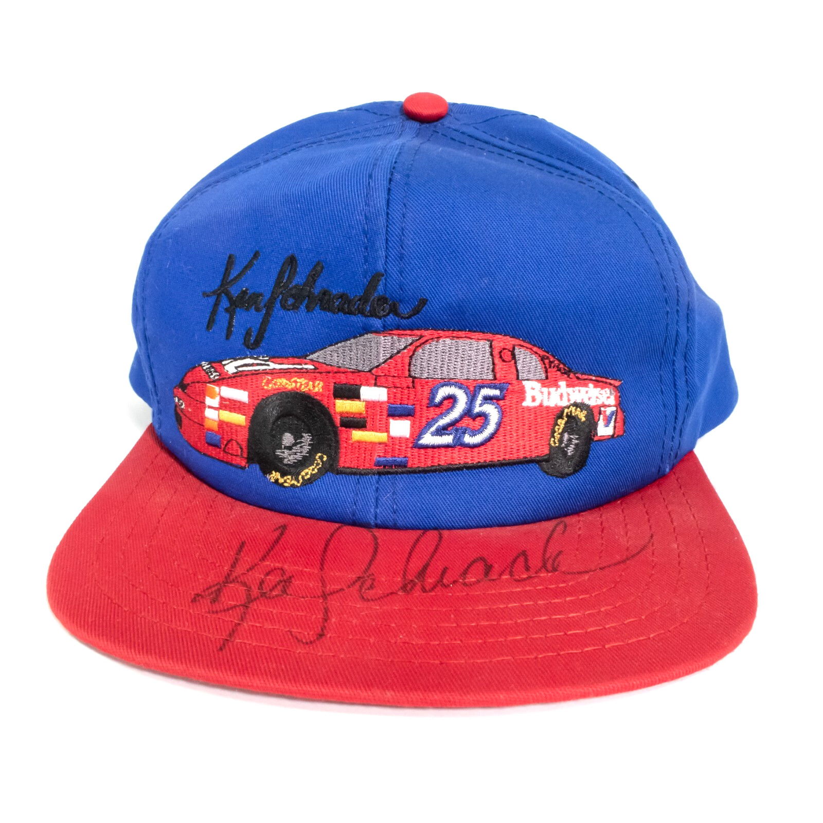 Vintage 90s Nascar Ken Schrader Embroidered Racing RARE Signed Snapback Hat