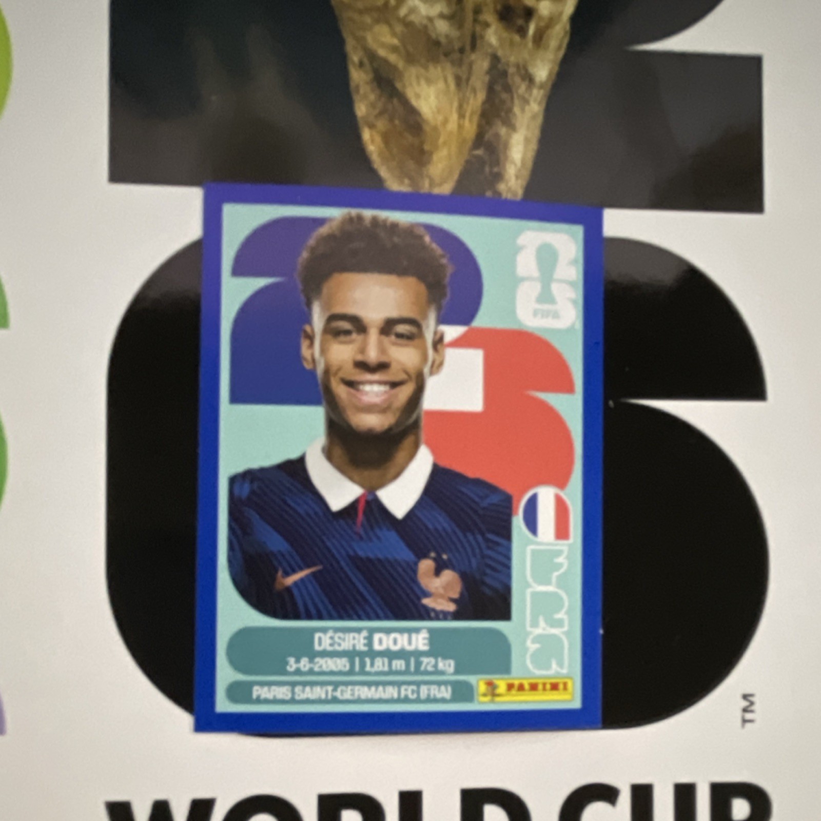 Panini World Cup 2026 Sticker FRA 17 Désiré Doué France PSG Official Non-Stuck