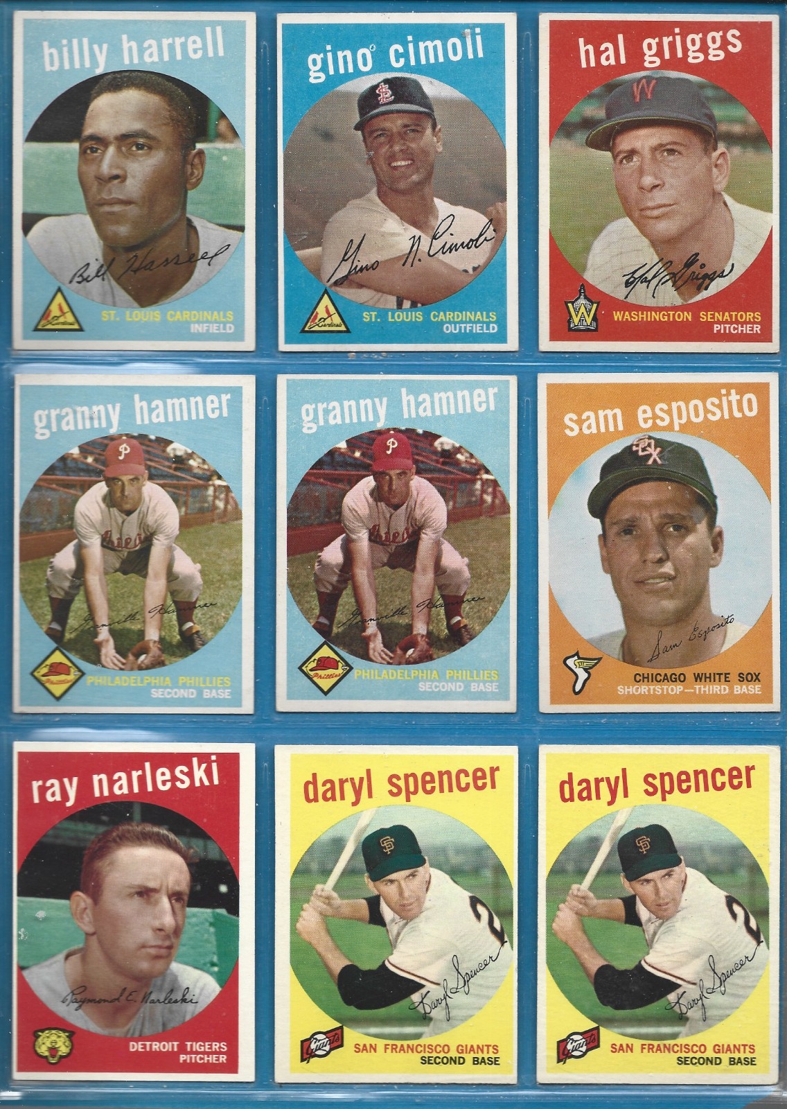 1959 Topps Baseball Common Players- Fill your set -Ex To Exmt – No Creases