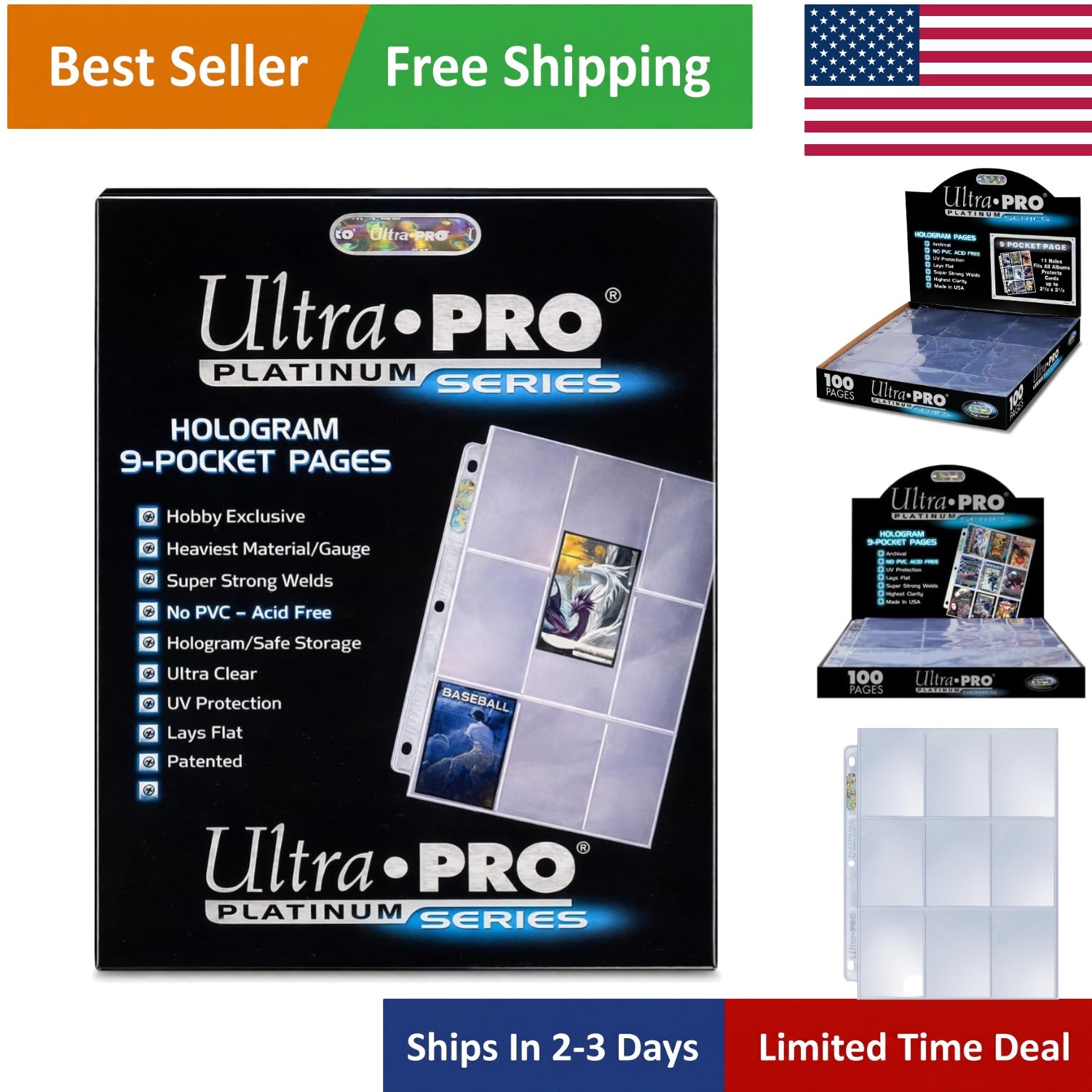 Professional-Grade 9 Pocket Pages – Platinum Series Card Protectors, 100 Count