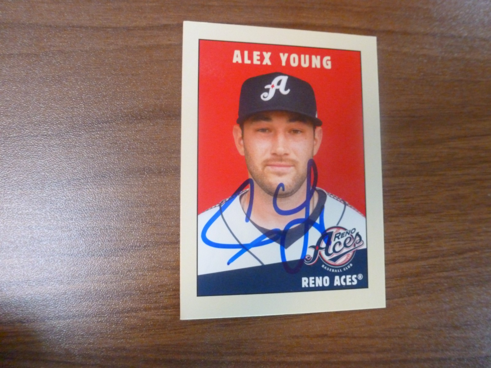 ALEX YOUNG SIGNED BASEBALL CARD 2019 RENO ACES AUTOGRAPHED ARIZONA DIAMONDBACKS
