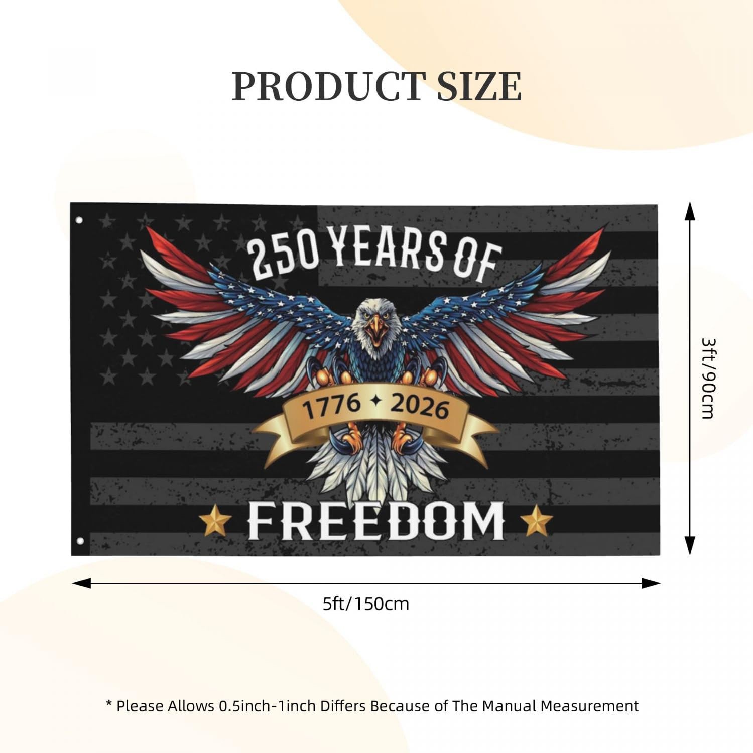 250 Years America Flag – 3×5 FT (60 inches x 36 inches), 250 Black
