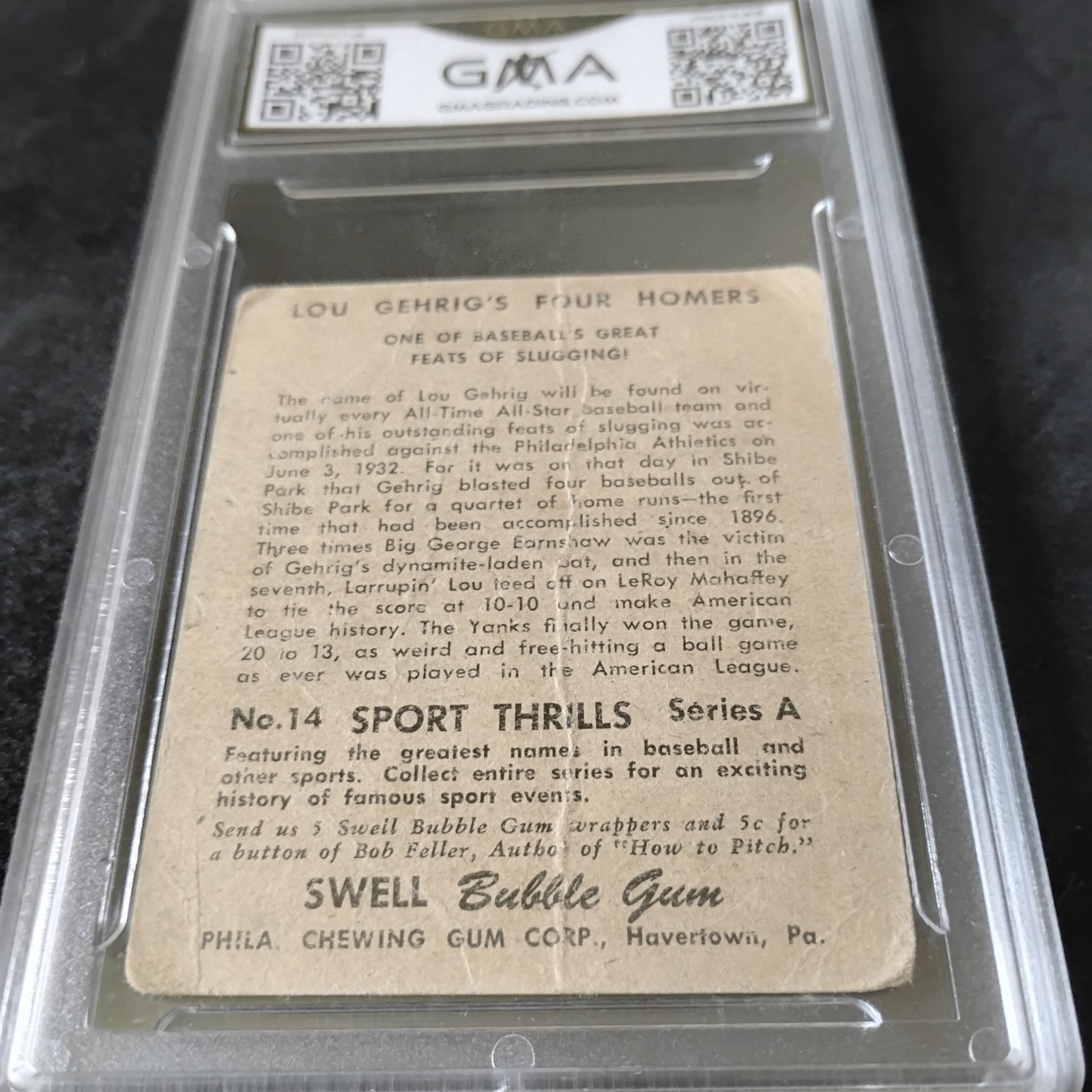 1948 Swell Lou Gehrig #14 GMA 1.5 Graded