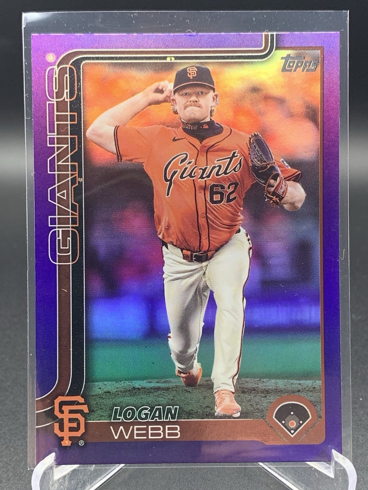 Logan Webb 2025 Topps Series 1 036/250 Purple Holo Foil #242 Giants