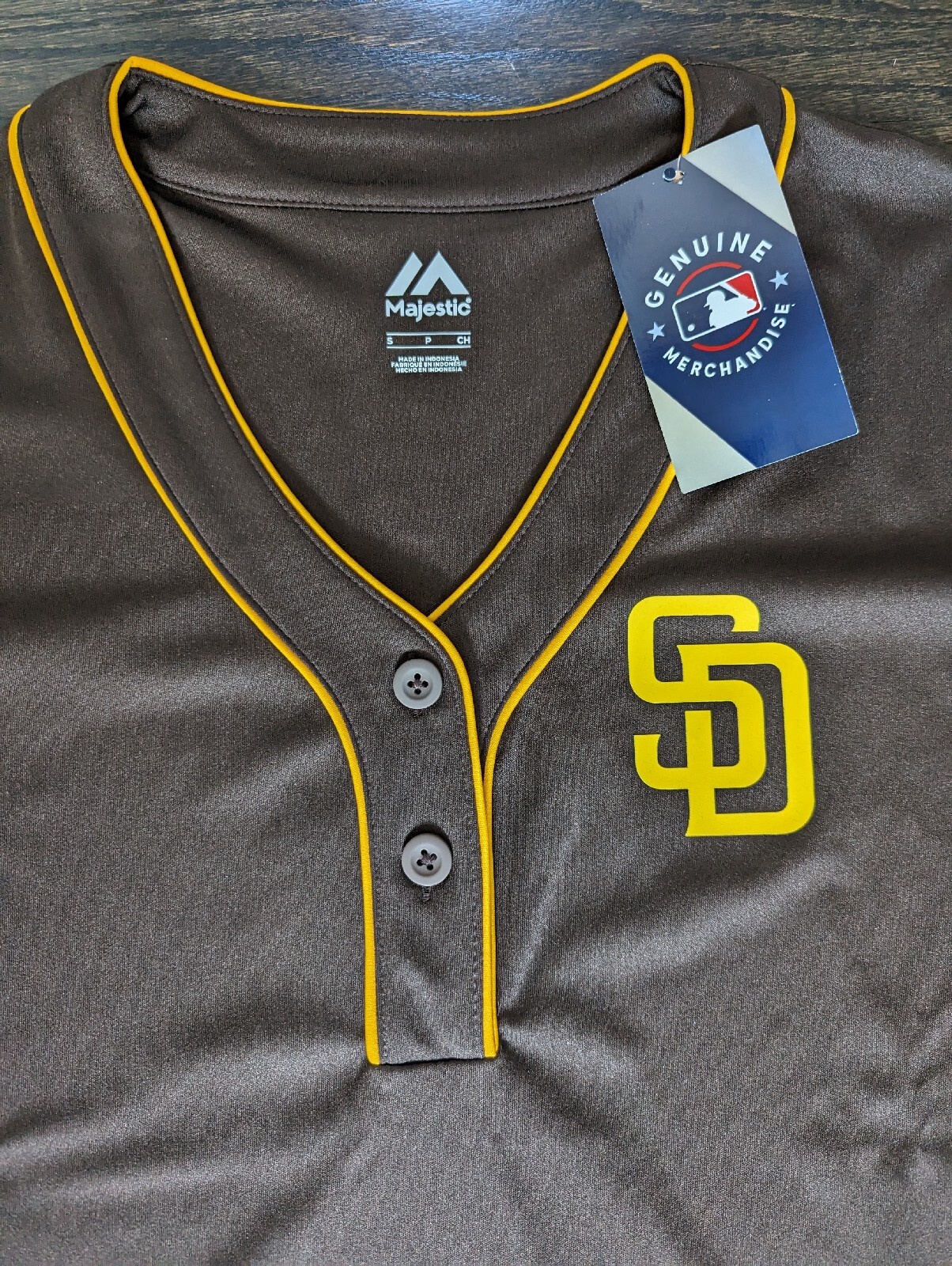 Womens Majestic San Diego Padres Two Button Pullover Jersey Brown Multiple Sizes