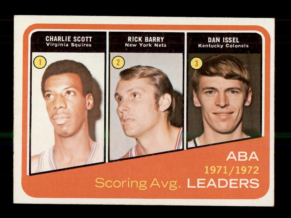 1972-73 TOPPS BASKETBALL #259 CHARLIE SCOTT, RICK BARRY, DAN ISSEL