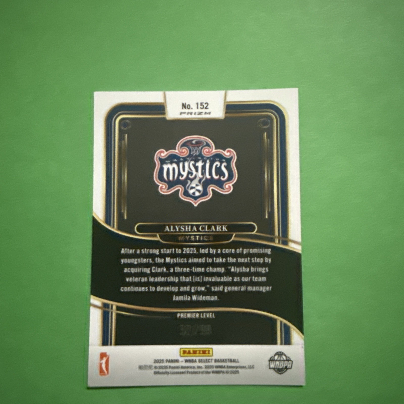 2025 Panini Select WNBA #152 Alysha Clark Black Gold Prizms #52/99