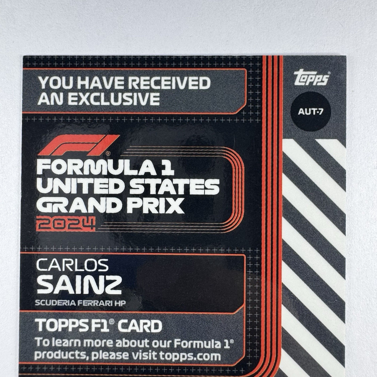 2024 Topps F1 United States GP Carlos Sainz /50 Scuderia Ferrari Exclusive AUT-7