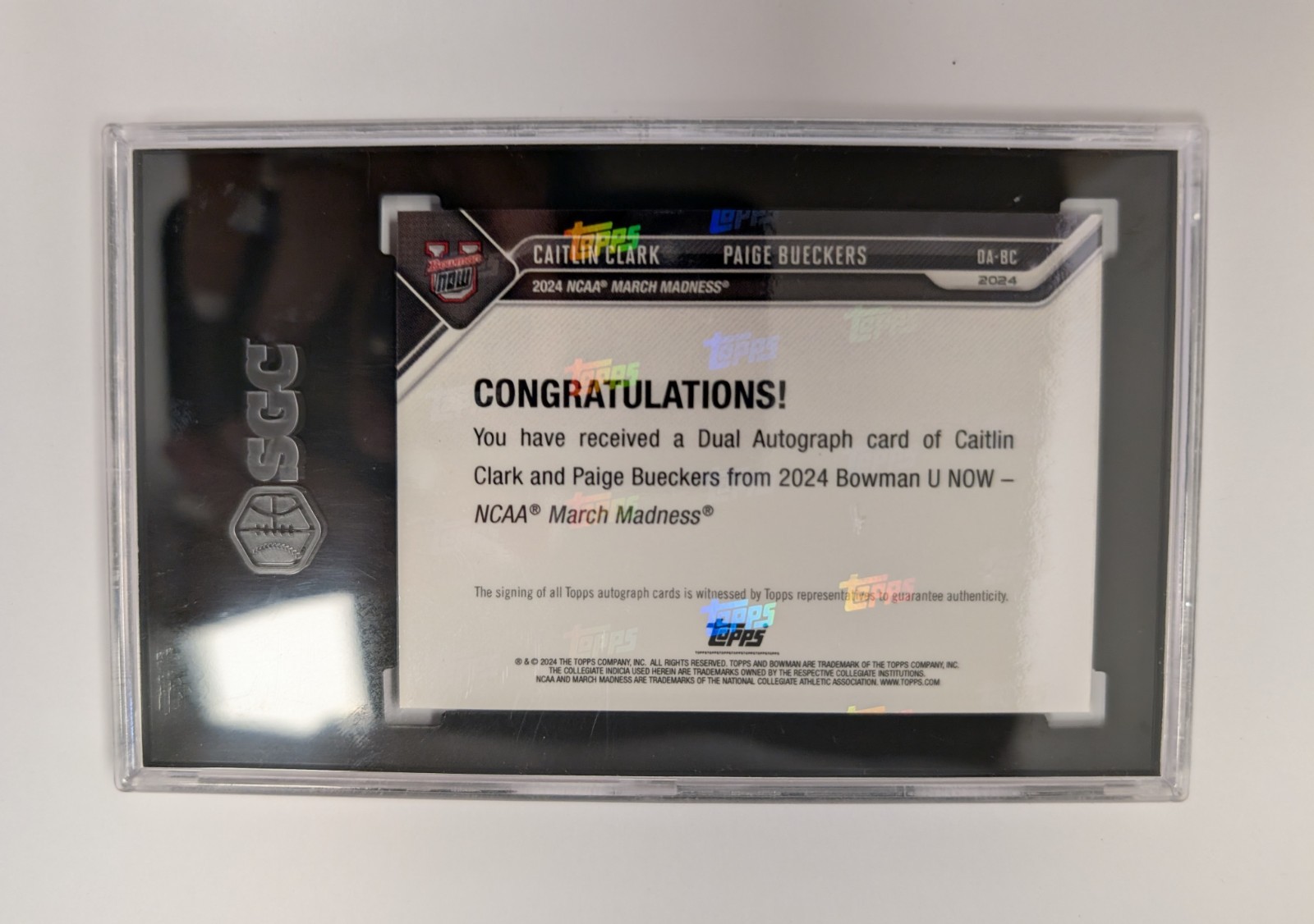 2024 Bowman U Now Caitlin Clark Paige Bueckers Dual Auto Purple 11/25 SGC 10