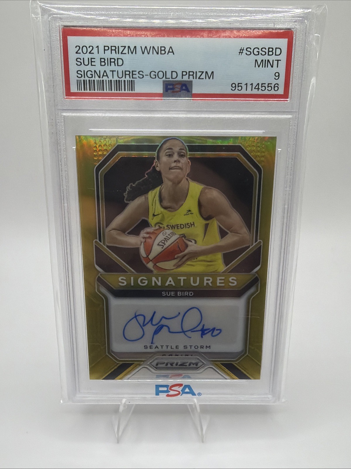 2021 Panini Prizm WNBA Sue Bird Signatures Auto Gold 1/10 PSA 9 First On Print
