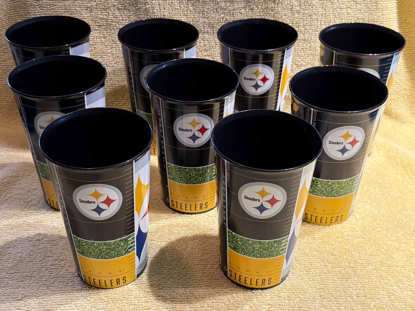 9 Pittsburgh Steelers Large Plastic Cups from Heinz Field, 20+ Oz Size