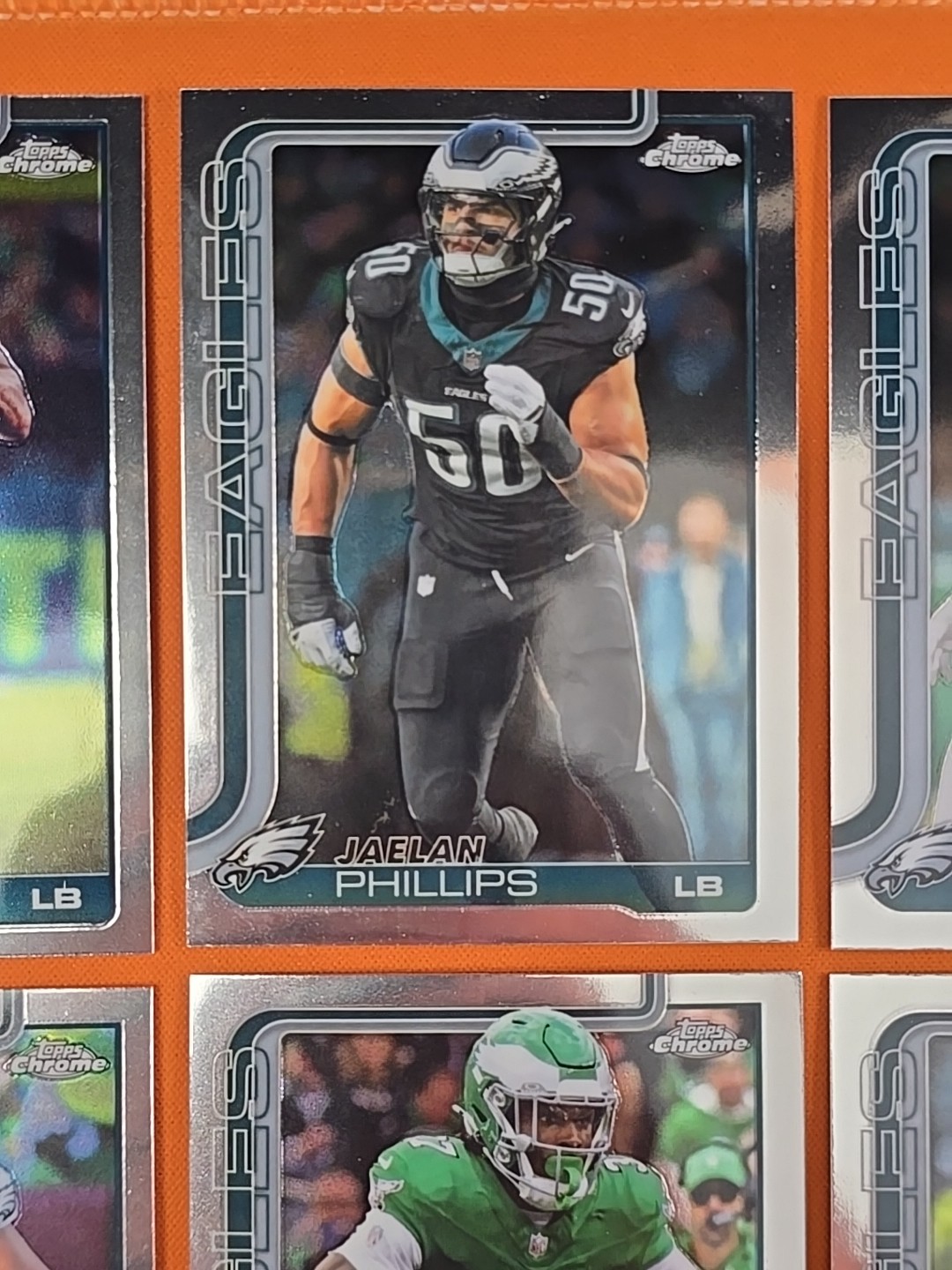 🟢🦅⚪️ 2025 TOPPS CHROME PHILADELPHIA EAGLES COMPLETE BASE TEAM SET(13 CARD LOT)