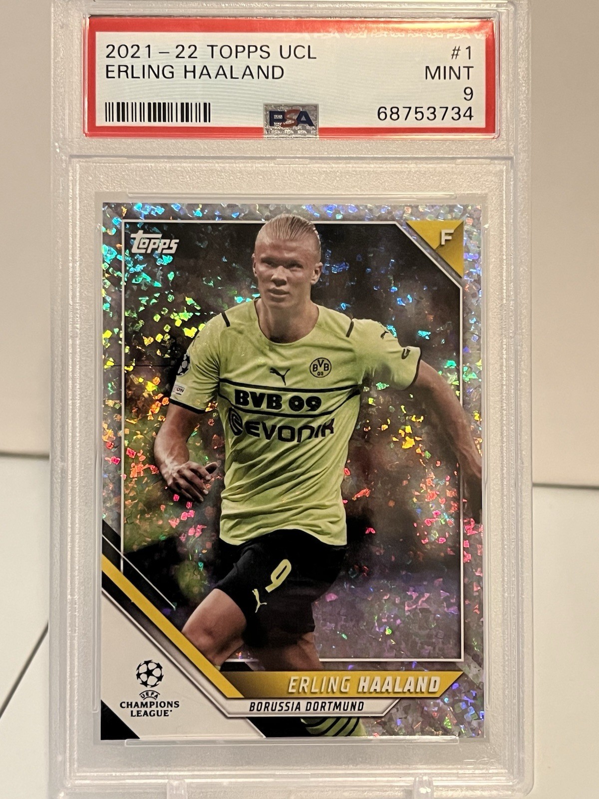 Erling Haaland Starball PSA 9 Dortmund 2021-22 Topps UCL #1 Mint!