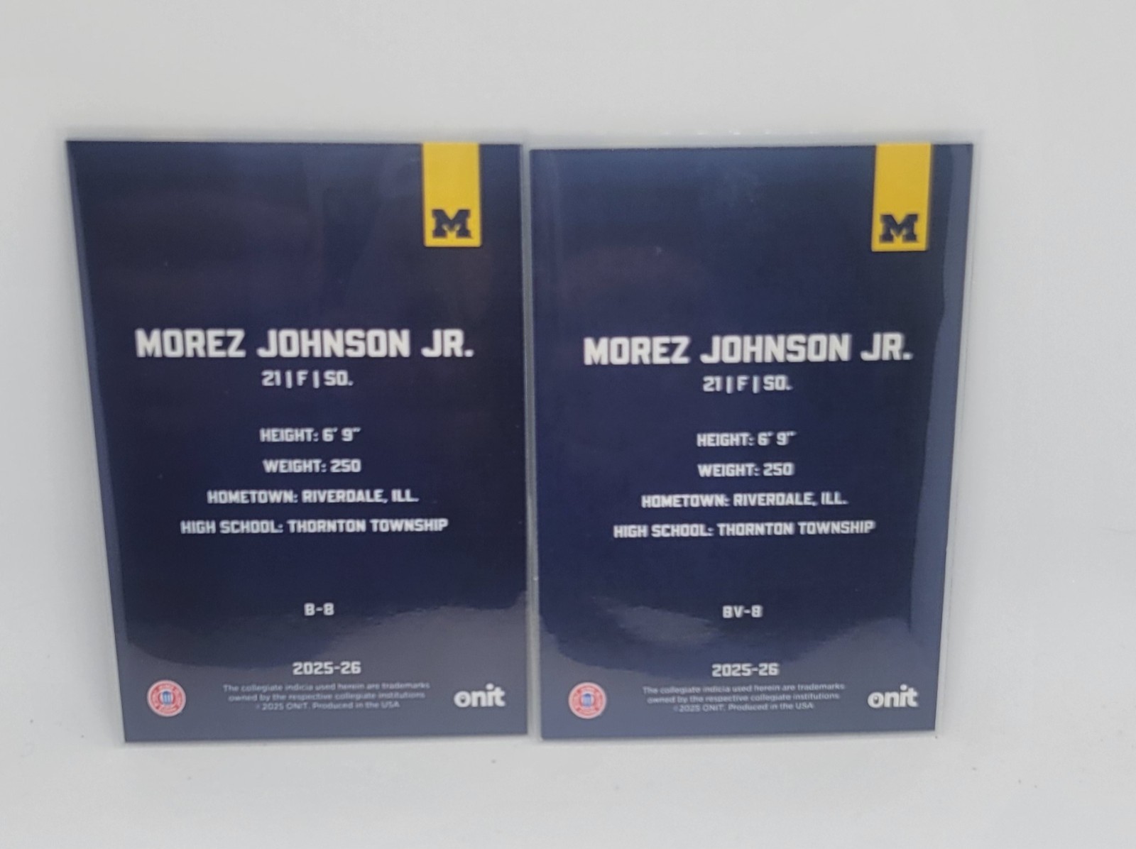💥 2025-2026 ONIT Morez Johnson Jr Michigan Basketball Base & Variation