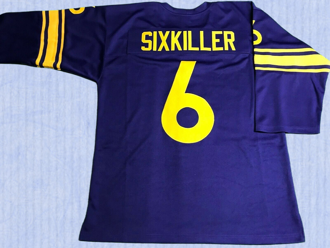 Men’s #6 Sixkiller Purple 3/4 Sleeve Custom Jersey New No Brand/No Logos Generic