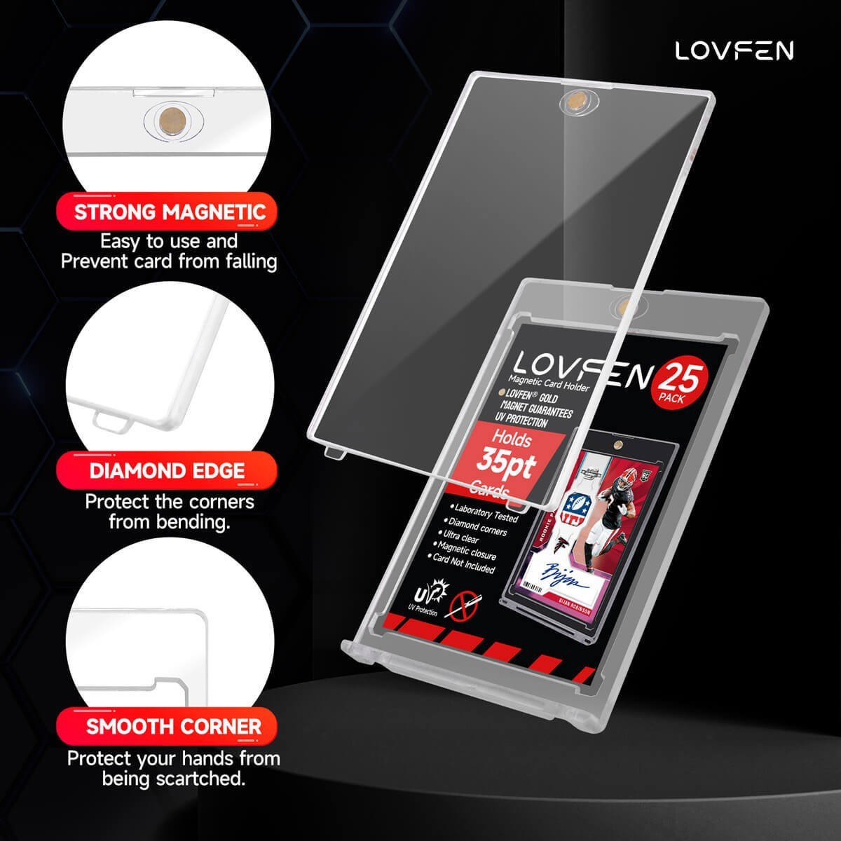 5/25/50/400 Pack Ultra Clear One Touch Magnetic Card Holder For 35pt Cards