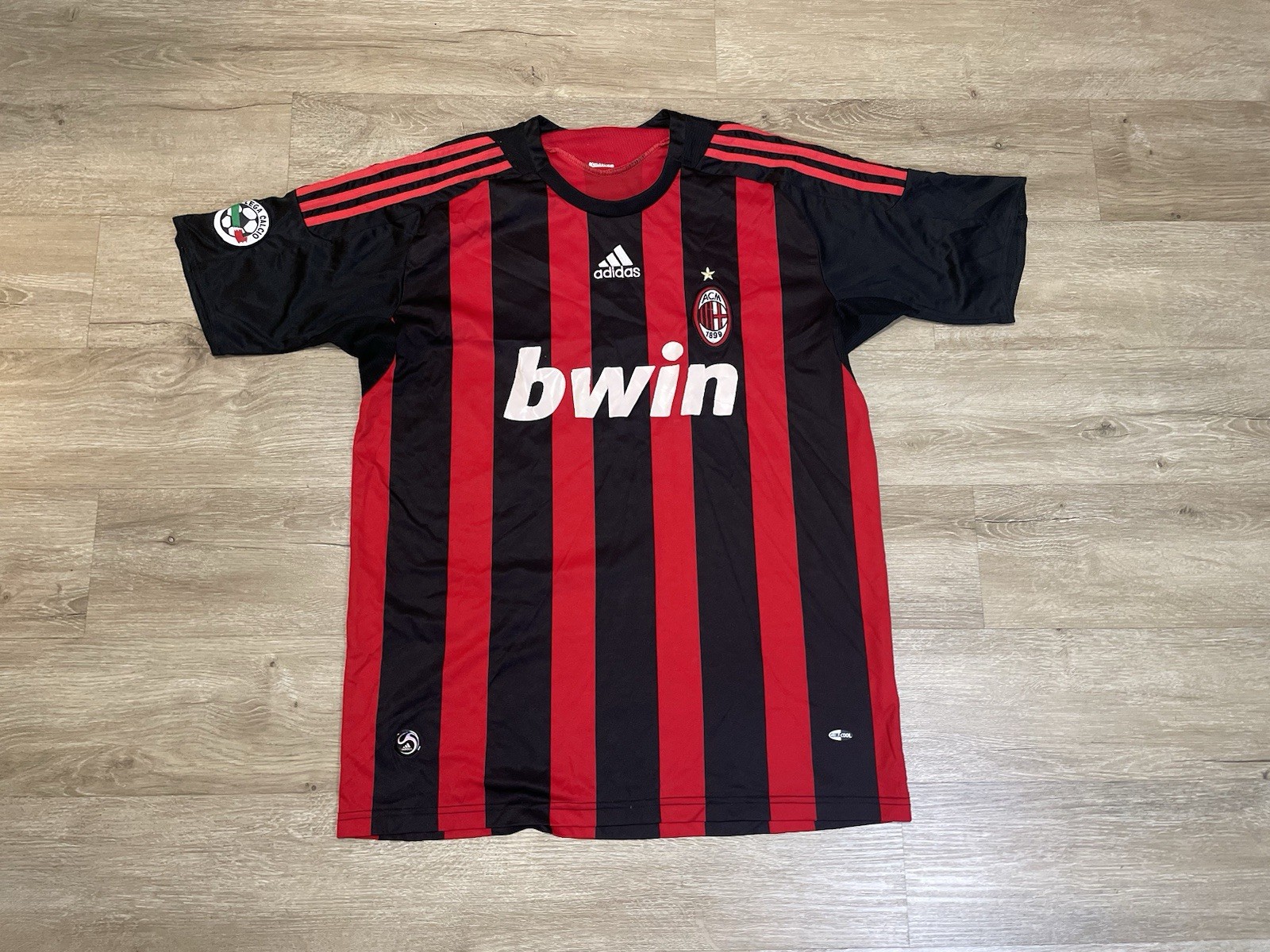 Adidas AC Milan 08/09 Mens Sz L Home Jersey Red Black Soccer Shirt