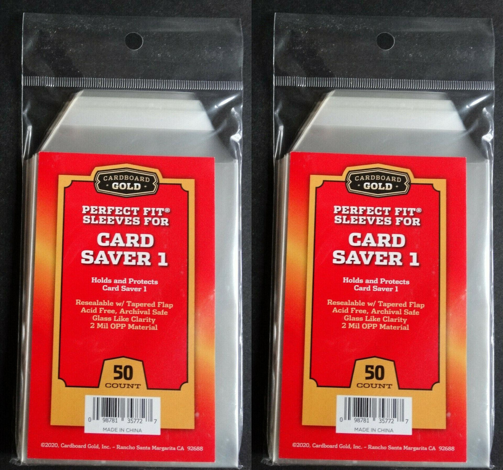 100 Cardboard Gold Perfect Fit Sleeves for Card Saver 1 Bag
