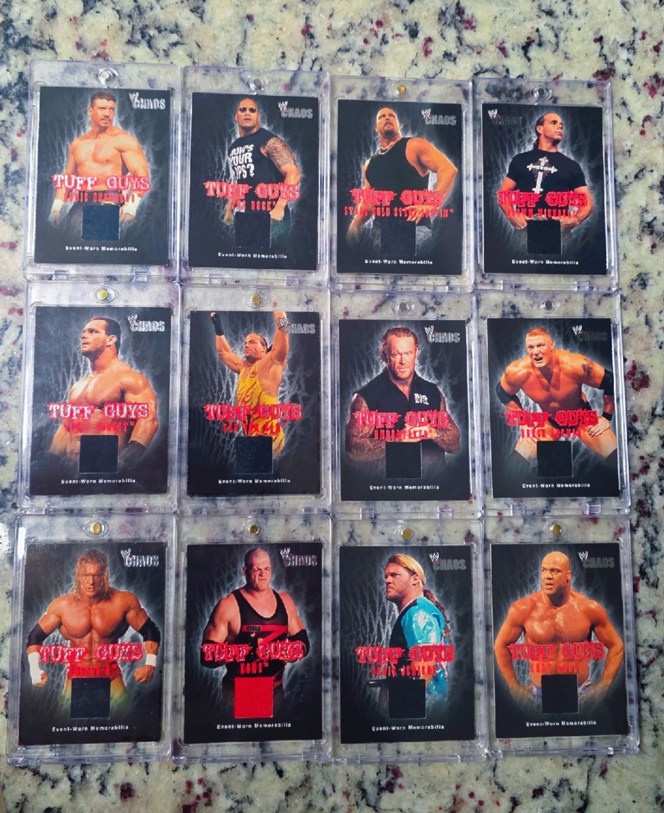 2004 Fleer WWE Chaos Tuff Guys Event Worn Memorabilia Complete Set