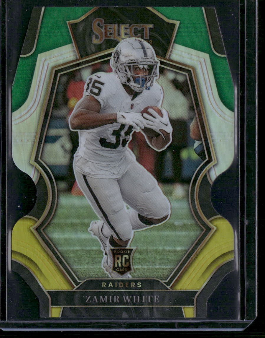 2022 Panini Select #153 Zamir White Green and Yellow Prizm Die Cut