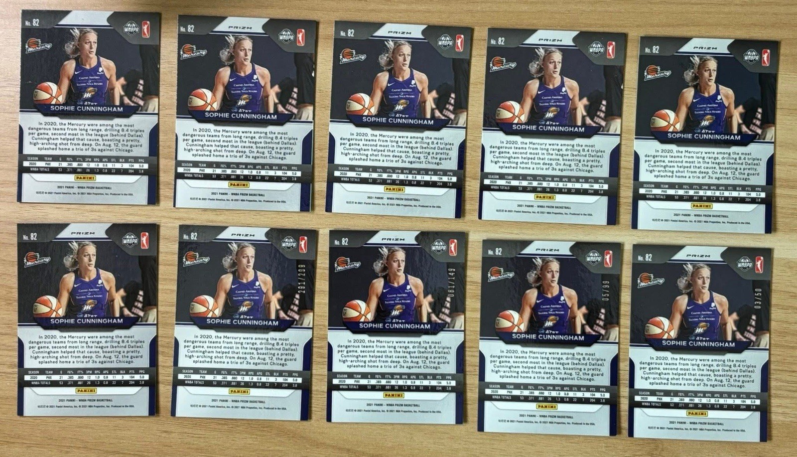 2021 Panini WNBA Prizm Sophie Cunningham RC #82 Rainbow All Parallels Orange /49
