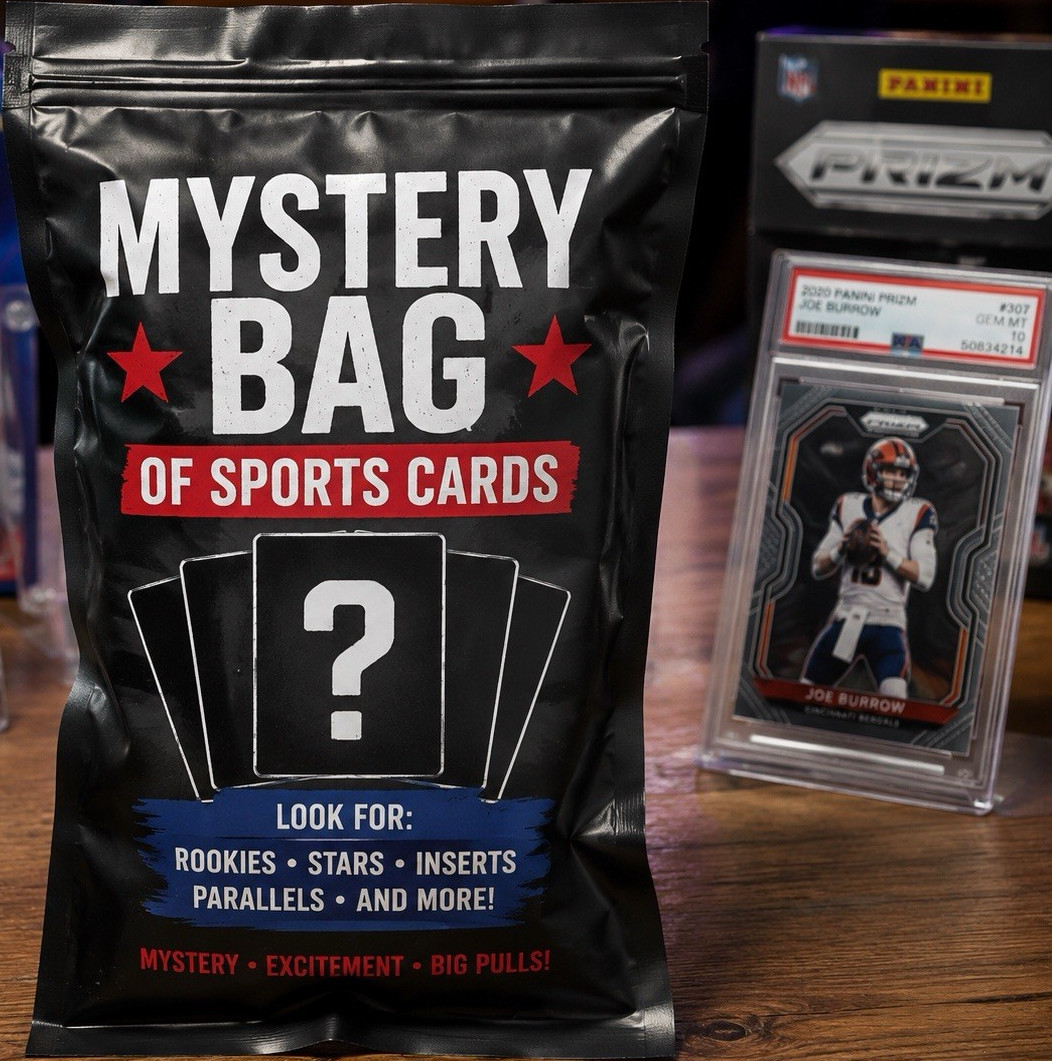 Mystery Sports Trading Card Pack- Rookie, Slabs, Inserts, Numbered, and Autos.