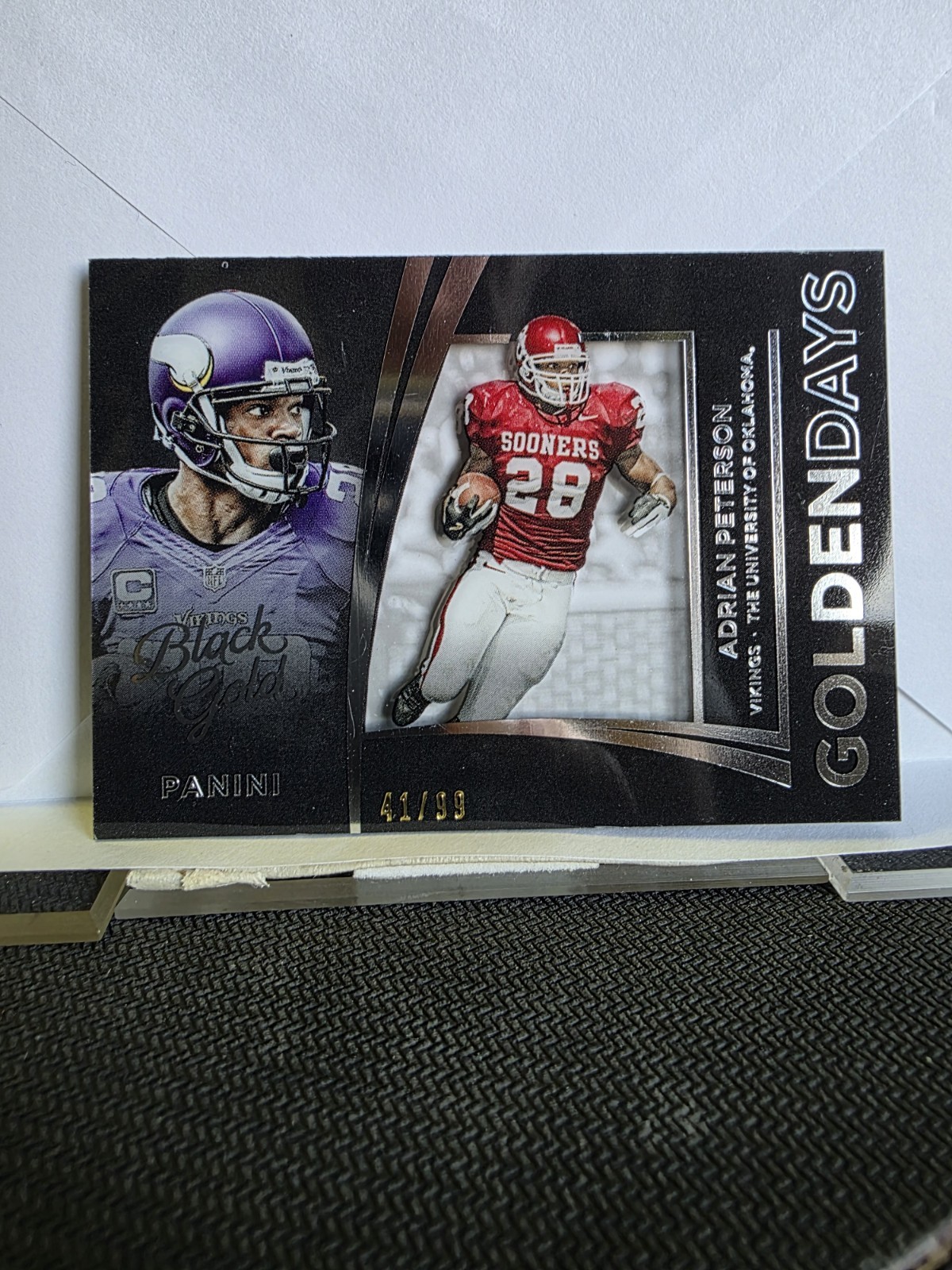 🇨🇦 2015 Panini Black Gold Golden Days Adrian Peterson 41/99 NM Superbowl 60