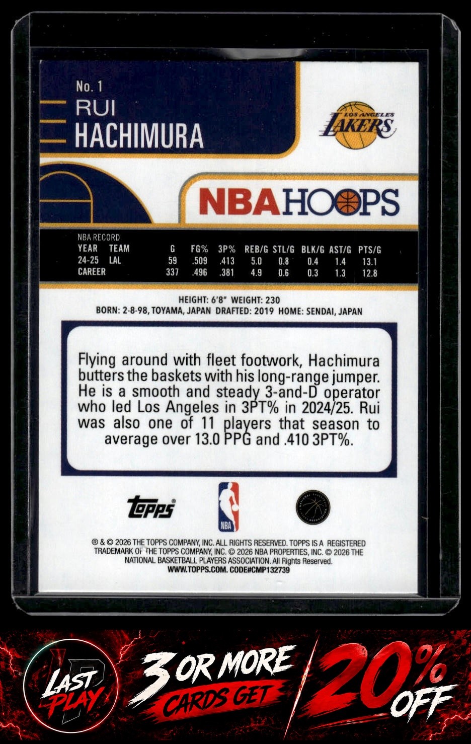 2025-26 Hoops #1 Rui Hachimura Rainbow Teal #/299