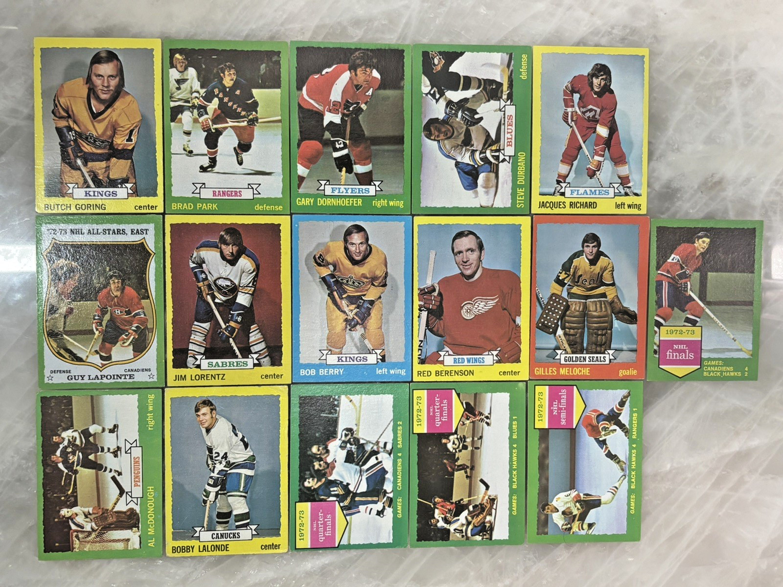vintage 1973-74 topps hockey cards partial set 76/198 SEE PHOTOS VG w/ HOFers