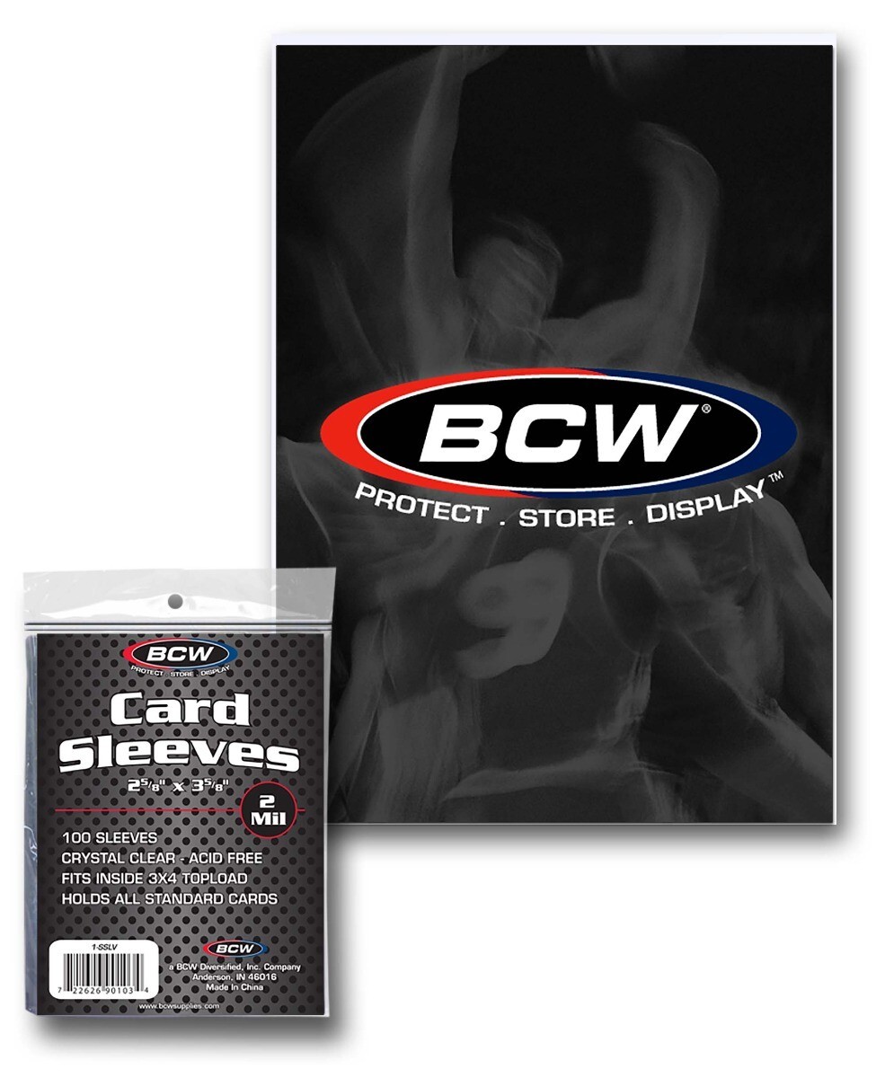 100 BCW 2 MIL Card Sleeves Acid Free Fits Standard Cards Penny Sleeves