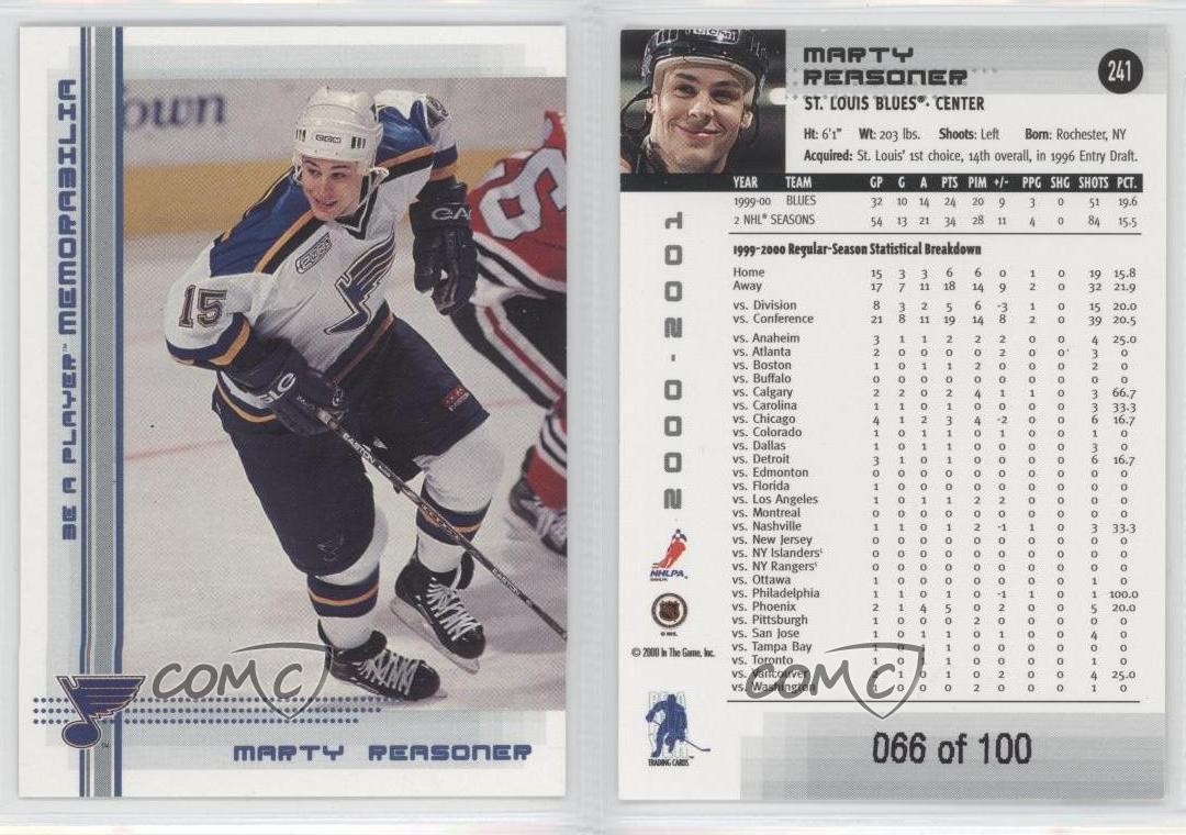 2000-01 ITG Be A Player Memorabilia Sapphire 66/100 Marty Reasoner #241 0q3