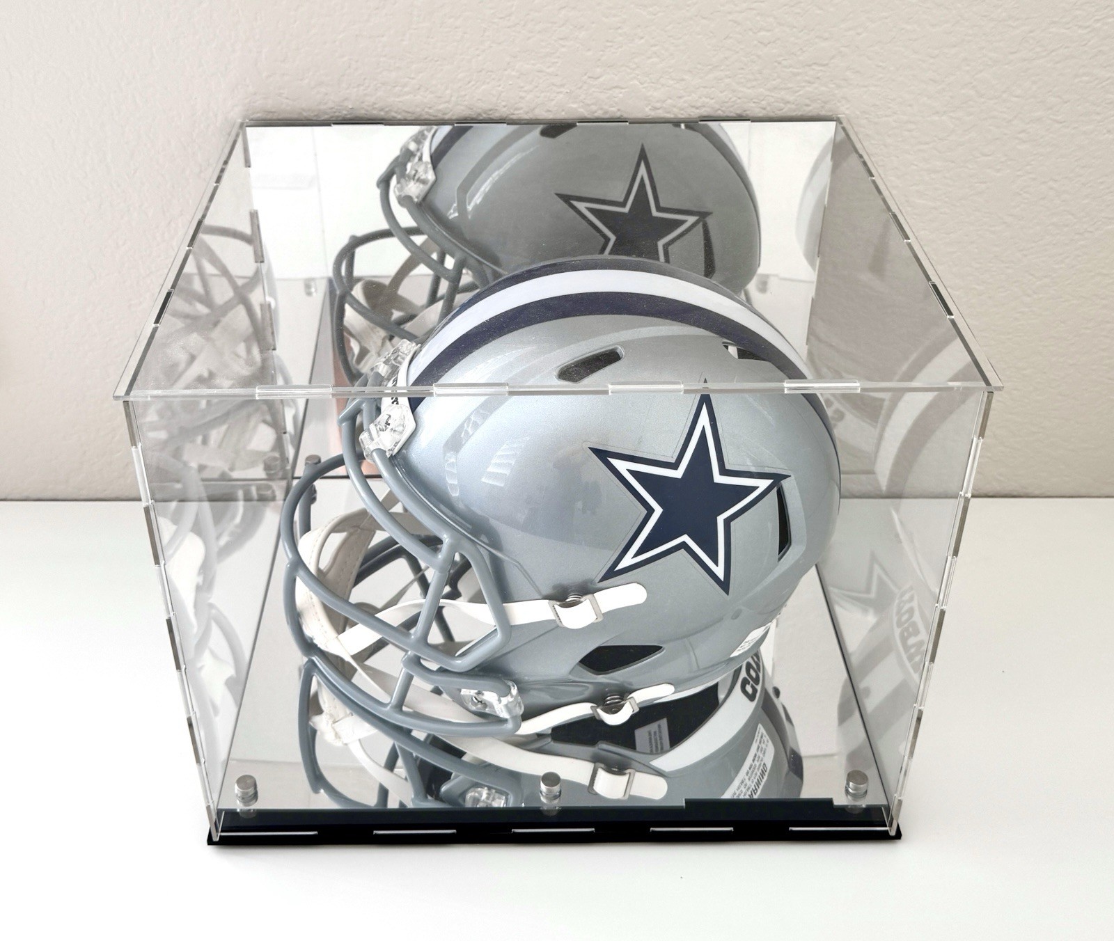 Full Size Camouflage Acrylic Football Helmet Display Case Camo Base, Back Mirror