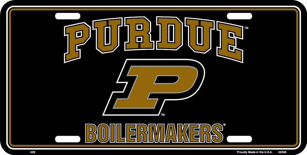NCAA Officially Licensed Purdue Boilermakers NEW Black Aluminum License Plate