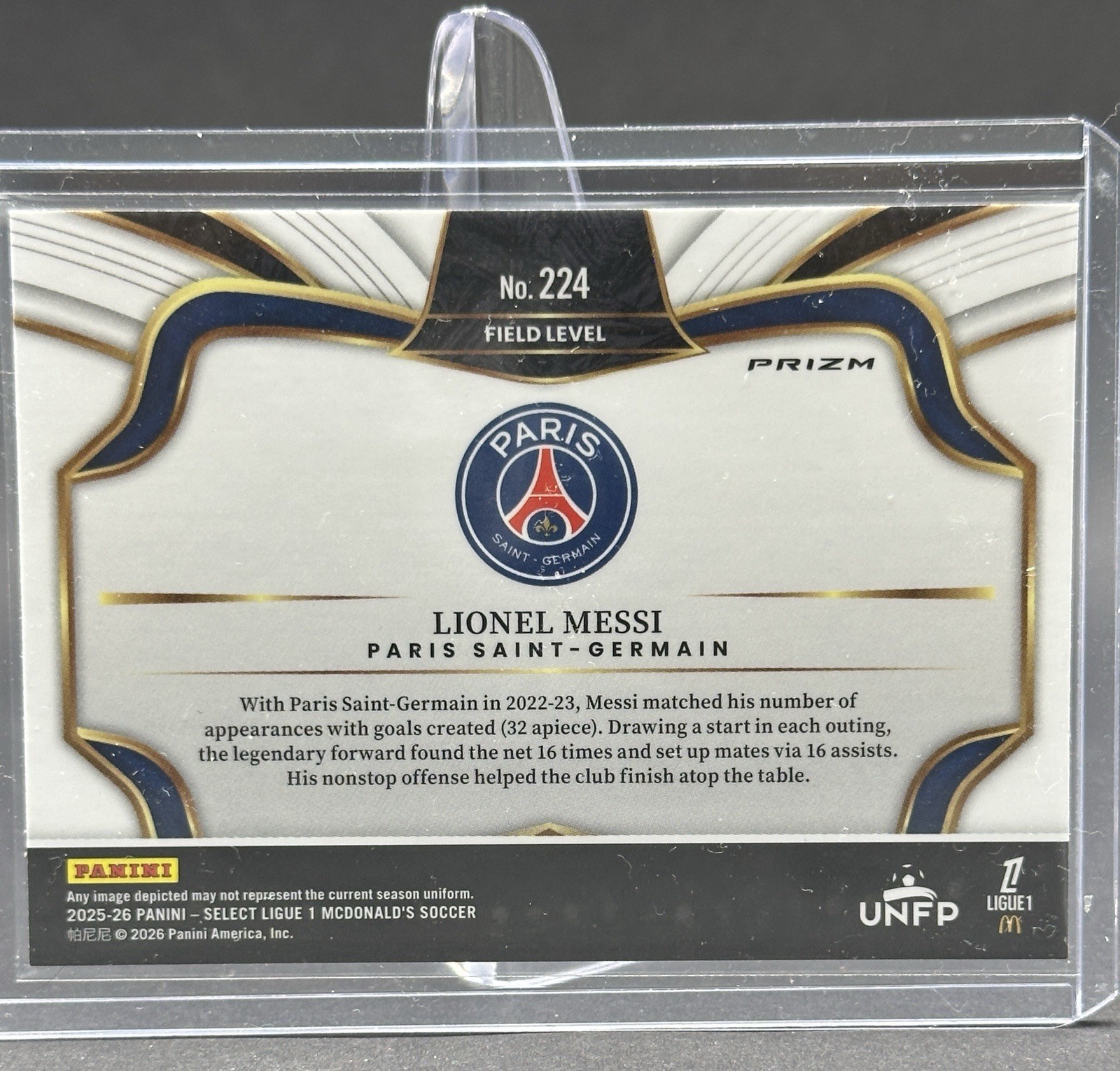 2025-26 Select Ligue 1 – Lionel Messi – Field Level Pandora Silver Prizm – #224