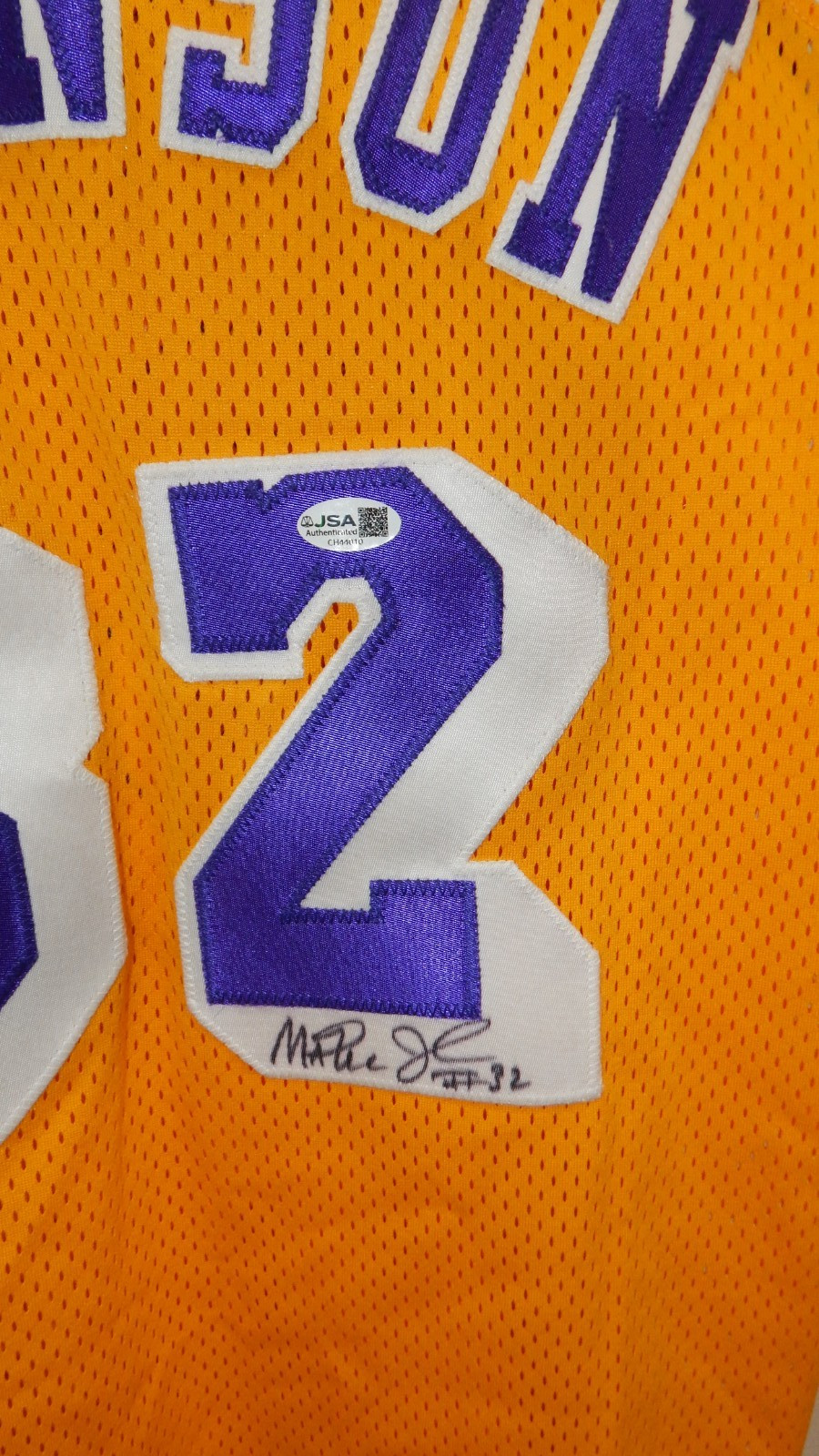 EARVIN MAGIC JOHNSON NBA Signed Autographed #32 LA Lakers Gold Jersey JSA COA
