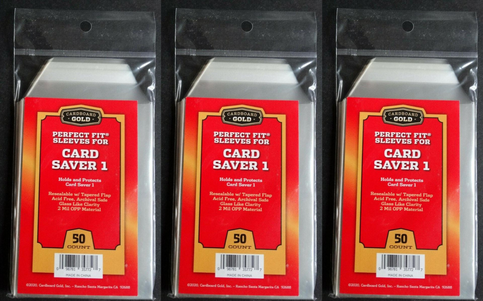 150 Cardboard Gold Perfect Fit Sleeves for Card Saver 1 Bag