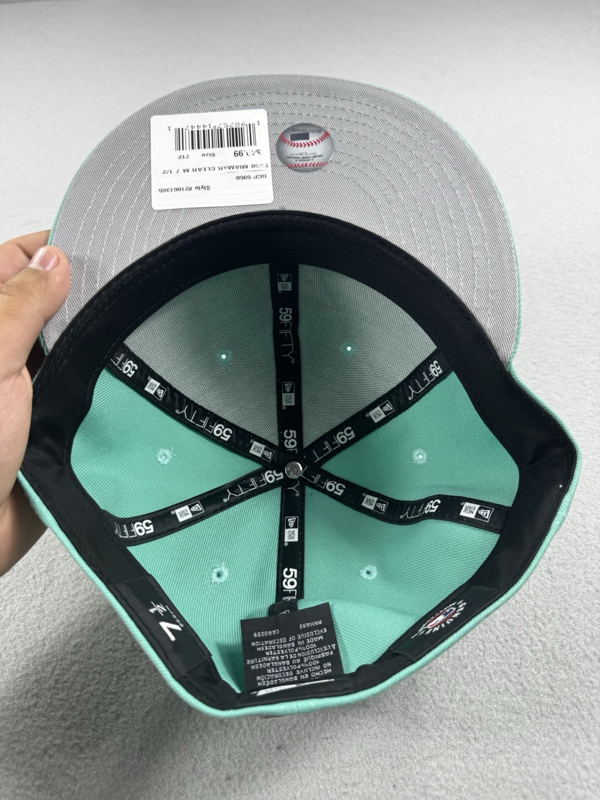 New Era 59FIFTY Miami Marlins Mint Green Fitted Hat 7 1/2 MLB Cap New