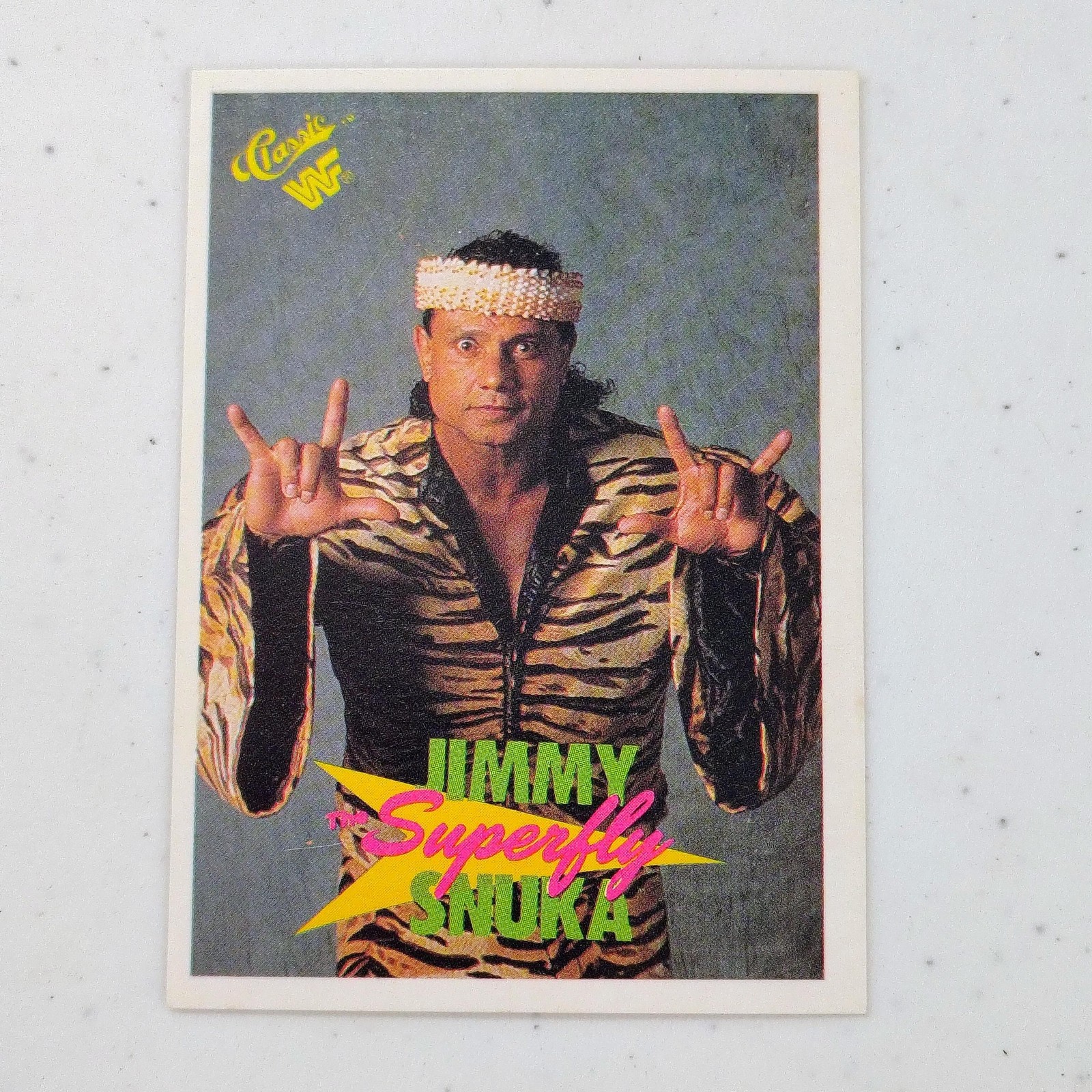 Vintage 1989 Classic WWF Superfly Jimmy Snuka Card #14 Game Time Inc. Very Good