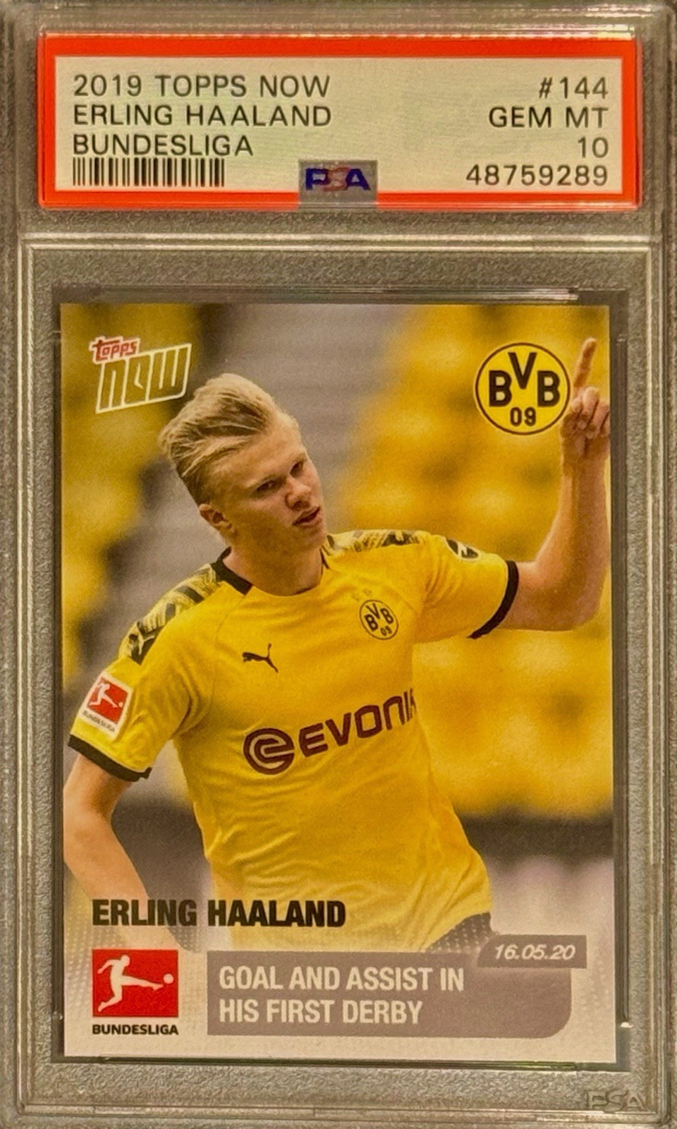 PSA 10 RC Erling Haaland 2019-20 Topps Bundesliga BVB Rookie Goal + Assist Derby